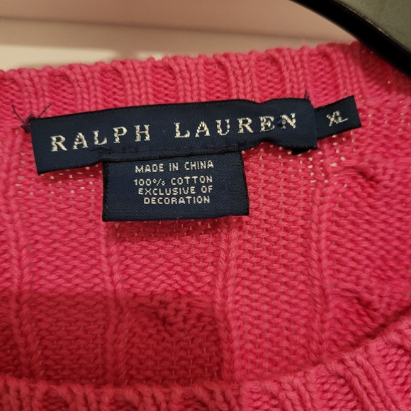 Ralph Lauren Pink Cable Sweater Size XL - Picture 3 of 4